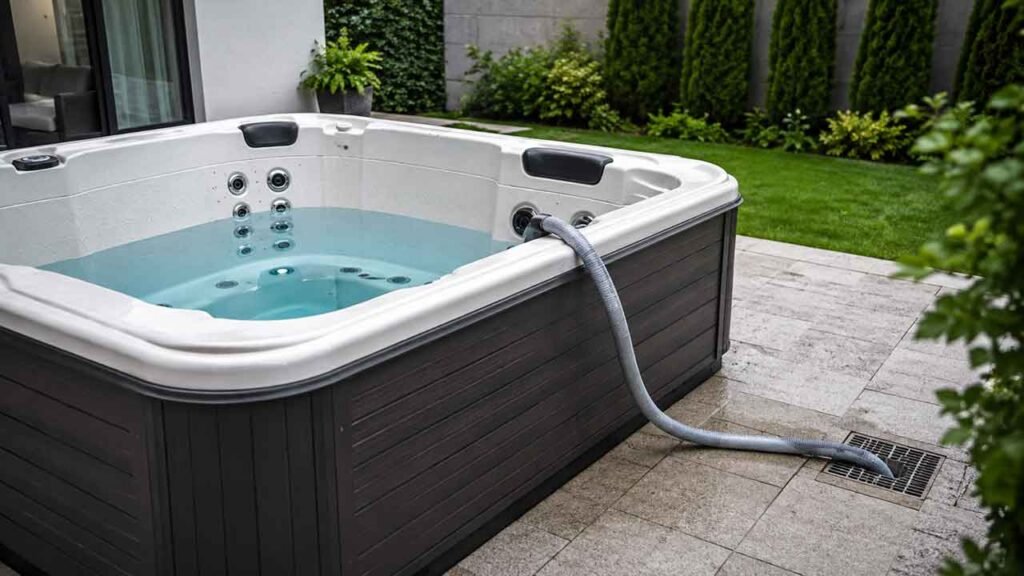 Ein Whirlpool wird über eine Pumpe geleert