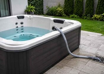 Ein Whirlpool wird über eine Pumpe geleert